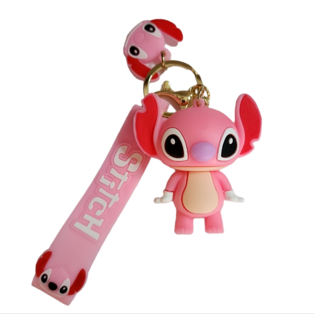 Angel Stitch 3D Keychain Pink Wrist Strap